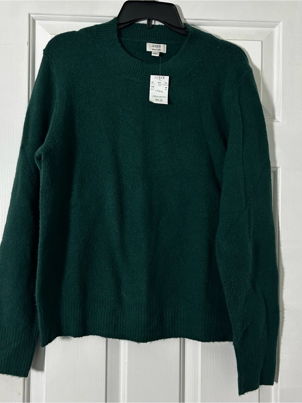 J. Crew Women's Medium Crewneck Sweater in Extra-Soft Yarn Green Preppy